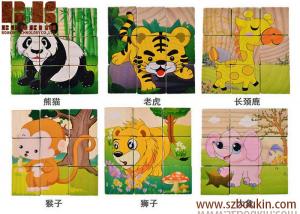 China 3D wooden puzzle Funny DIY wooden puzzle Six faces painted nine 3D Puzzle for kids on sale