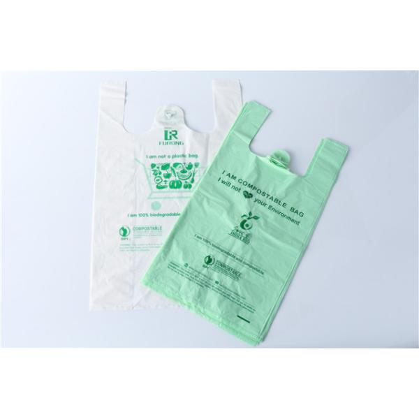 Customized eco friendly compostable PLA organic plastic cornstarch biodegradable T-shirt shopping bag