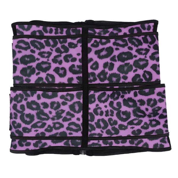 Purple Leopard Latex Zipper Waist Trainer Double Strap Plus Size Underbust Corset