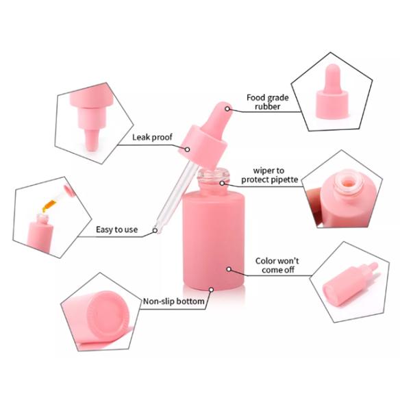 Screen Printing Pink 20ml Glass Dropper Bottles Essential Oil Dropper Bottles