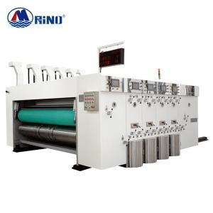 China 4 Color Carton Flexo Printing Machine Lead Edge Feeding With Die Cutter Unit wholesale
