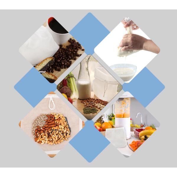 Food Grade 50 100 Micron Nylon Nut Milk Filter Mesh Bags With Drawstring