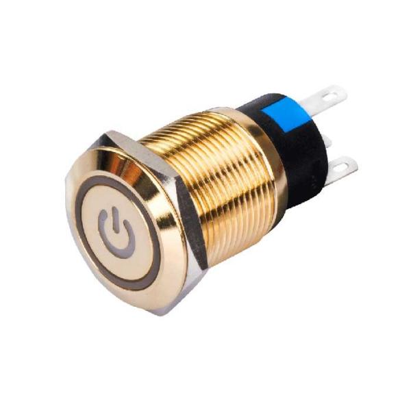 Gold Plated Brass Metal Push Button Switch Led Illuminated 5 Pins Gold Color