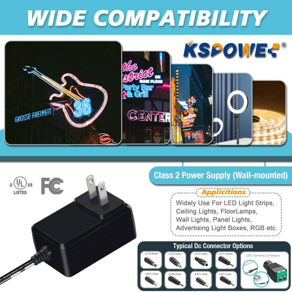 1.0A Output Current DC Universal Wall Adapter Led Light For 12v 240vac 60hz CN GUA