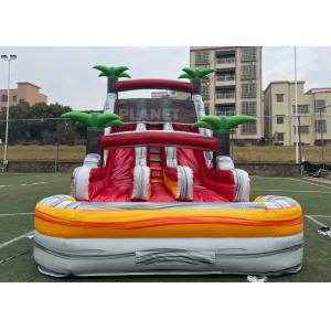 China Palm Tree Double Lane 18Oz Inflatable Water Games Slide on sale