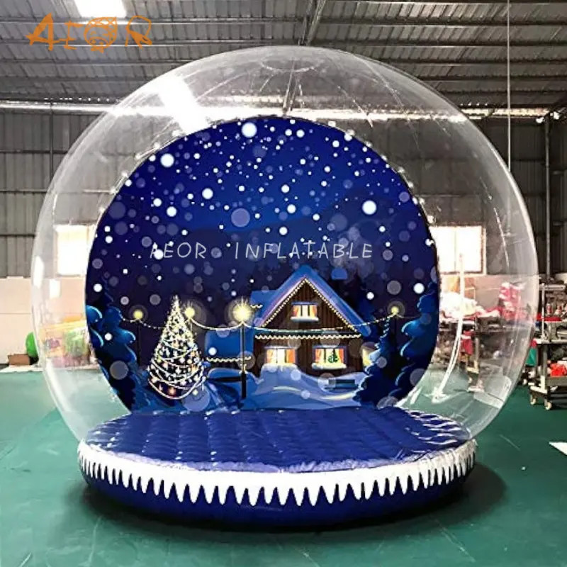 China Customized Giant Christmas Inflatable Snow Globe Dome Bubble Bounce House Inflatable Snow Ball Decoration wholesale