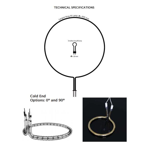 1950W Quartz Ring Infrared Lamp 208V Industrial Heater