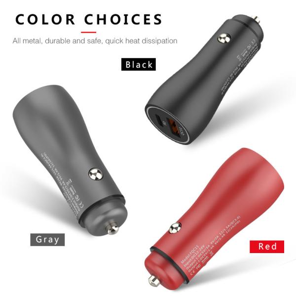 PD+QC3.0 CAR CHARGER FAST USB CAR CHARGER Compatible with all smart phones, type-c fast car charge