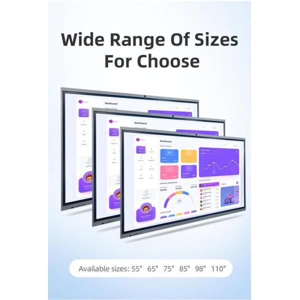 3840x2160 4K Screen Panels 65 Inch Interactive Touch Screen Whiteboard With Software And 178° H/V Viewing Angle