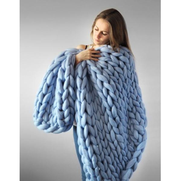Sustainable Flannel Knitted Blanket in 22 Colors Customizable Handmade Throw Blanket
