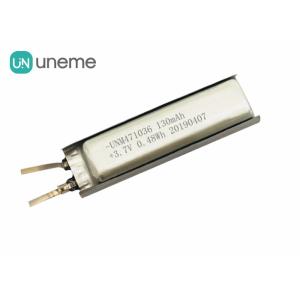 China 3.7V Rechargeable Lithium Polymer Battery , KC Certified 471036 130mAh Li Polymer Cell on sale