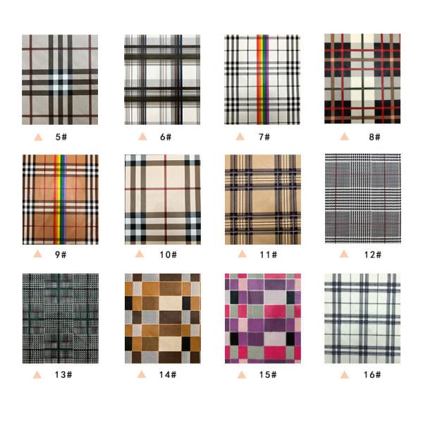 Custom Soft PU Synthetic Leather Cloth Elastic Bottom Classic Plaid Pattern