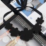 Sensational Crystal Flower Necklace / Black Statement Necklace Crystal Beading