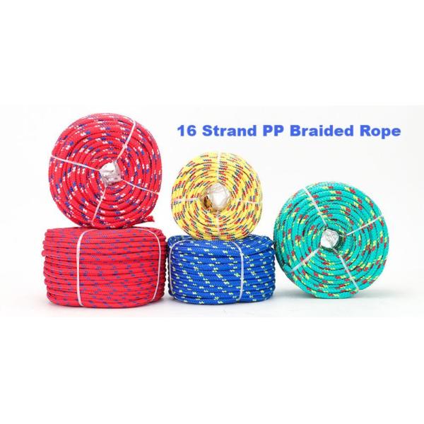 UV Resistance 6mm/8mm 16 Strand PP Braided Rope with Customized Color for Marine & General Use