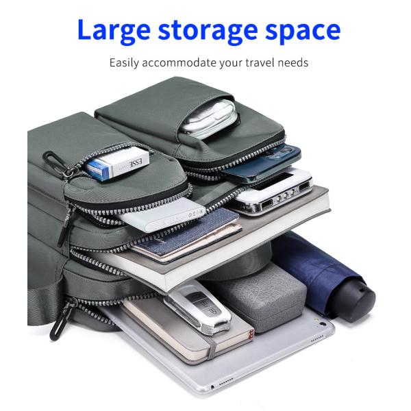 Adjustable Gray Mens Sling Bag Big Nylon Crossbody Bag Custom Printing