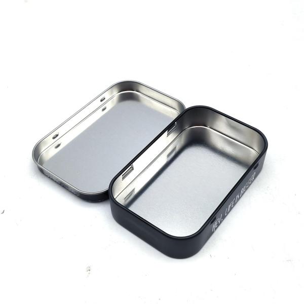 Small 2 Piece Tins Wholesale Black Tins Pepermint Tin Boxes with Hinge