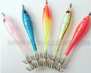 China fashion color luminous hard  squid jig hook fishing lure JWSQDJGHK-01 wholesale