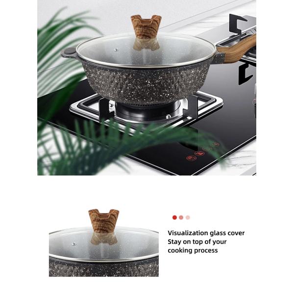 Kitchen 12pcs Aluminum Non Stick Cookware Set With Wooden Handle