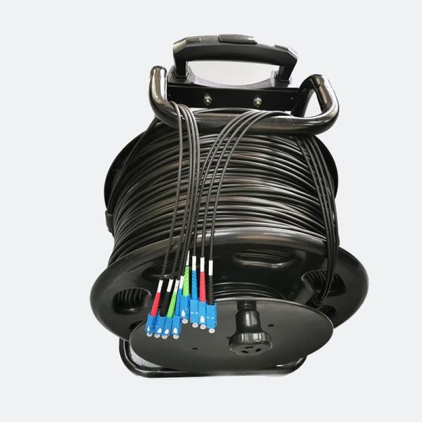 Portable Retractable Fiber Optic Cable Reel With Length 100M 200M 500M Armored Tactical Fiber Optic Patch Cord