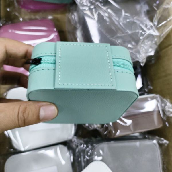 Custom Small Luxury Zipper Leather Portable Sublimation Storage Jewelry Travel Box For Necklace Earring Ring