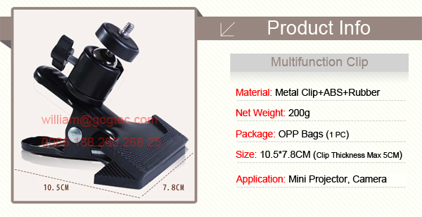 Big clip mini pico portable projector bracket lift mount support universal head clamp