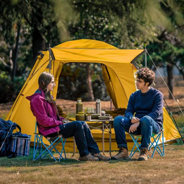 KAZOO 2／4 Person Camping Tent Outdoor Waterproof Family Large Tents 2/4 People Easy Setup Tent with Porch Double Layer