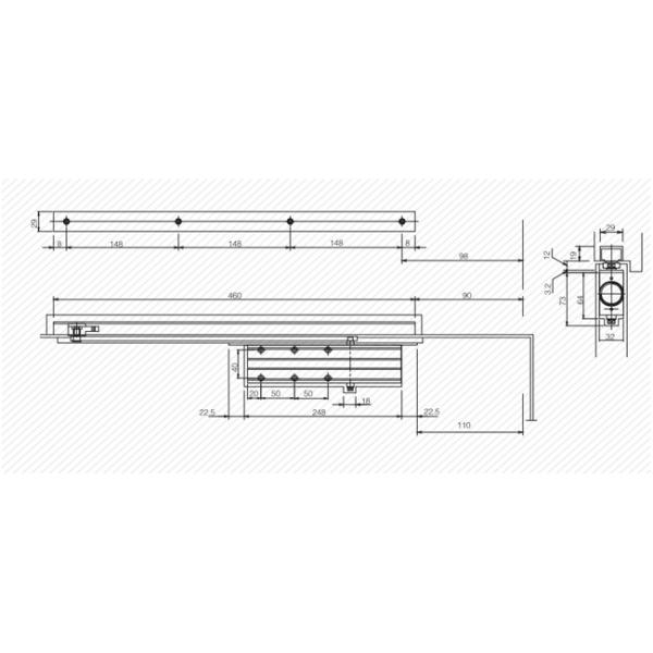 Cam Action Concealed Door Closer Fire Rated UL Listed Casting Iron