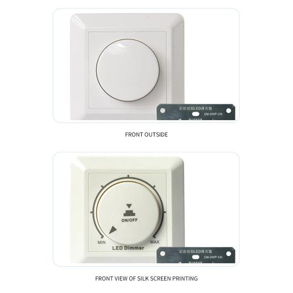 European Standard Thyristor Dimmer Switch Rear Cut 200W fireproof