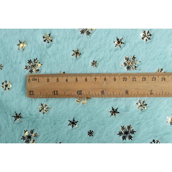 DDP Recycled Factory High Quality Bunny Hair Foil Gold Fabric Snowflake Pattern, Wholesale Polyester Fleece Fabric