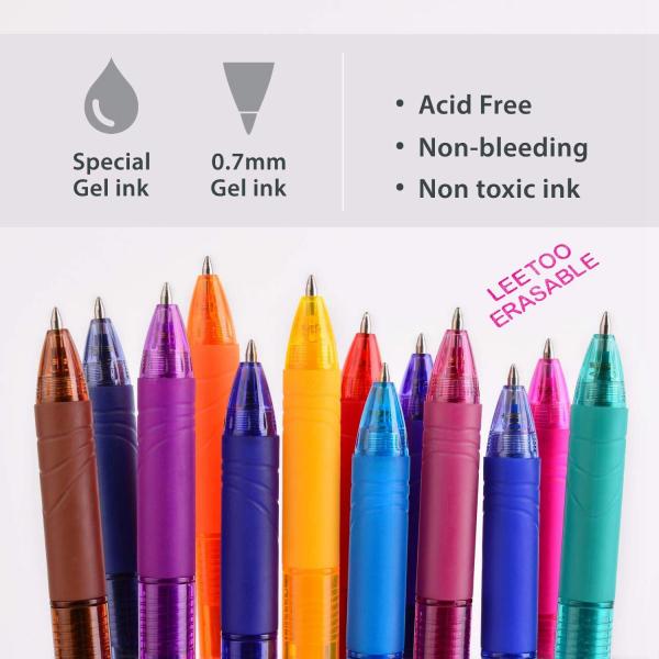 Smooth Writing 0.7mm Erasable Colored Pens For School