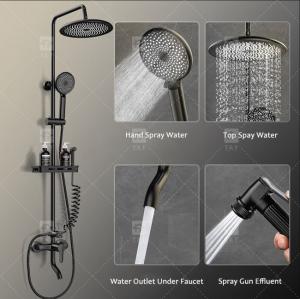 China Electroplating Three Piece Shower Head Set With Pressurized Black Shower Head OEM wholesale