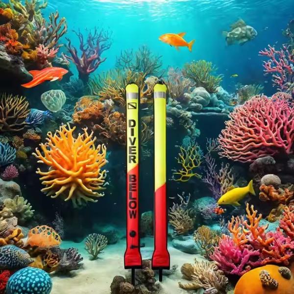 150cm Surface Marker Buoy Visible SMB Orange Yellow Stitching Scuba Diving Buoy