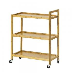 China 3 Tier Storage Bamboo Kitchen Shelf / Rack 58.1x30.2x76.4cm With Wheels on sale
