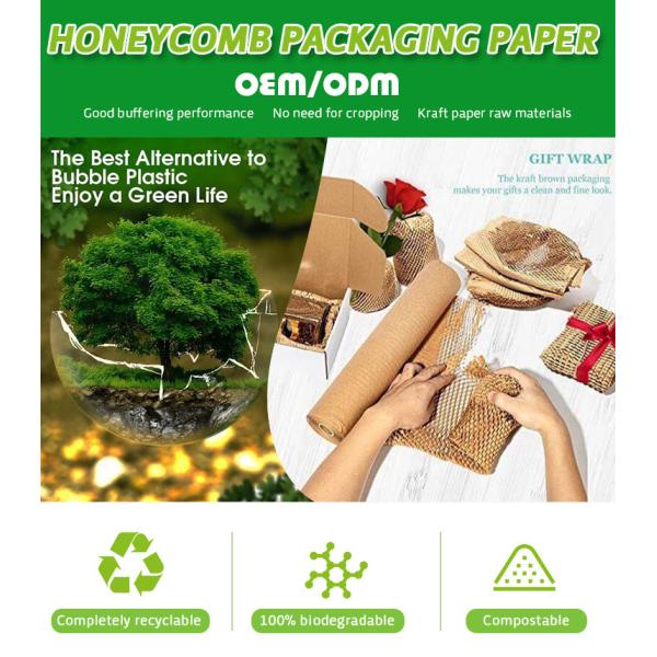 30cm*30m Brown Hex Buffer Cushion Vellum Kraft Paper Roll Packing Honeycomb Craft Packaging Kraft Wrapping Paper Honeycomb Wrap