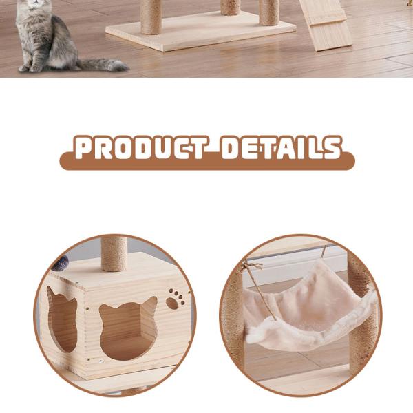 OEM Wooden Cat Climbing Tree House Multifunction Cat Scratcher Tower