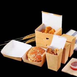 China Collapsible Fried Chicken Takeaway Boxes Kraft Paper Material Vent Hole Design on sale