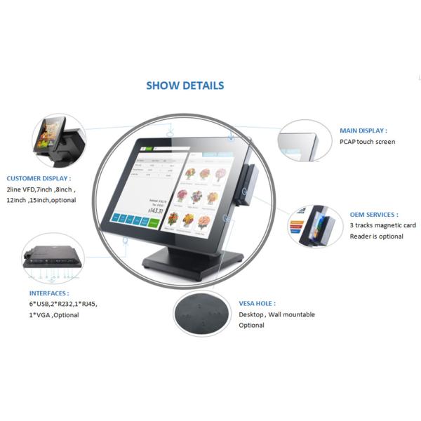 Liquor Store Pizza Cafe Salon 32G SSD Windows POS System 8G Memory 15 Inch