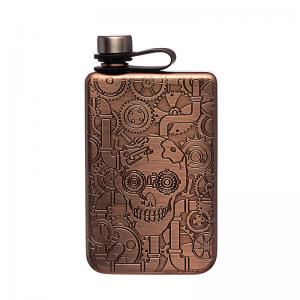 China Hip Flask For Liquor Brushed Copper 7 Oz Stainless Steel Leakproof with Funnel Great Gift Idea Flask wholesale
