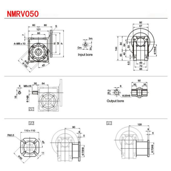 Nmrv050/090 Double Reduction Worm Gear Reducer / Aluminum Alloy Speed Gearbox