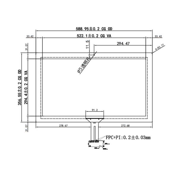 23.6" ITO GG Touch Panel PCAP Touchscreen Component With ILITEK Controller