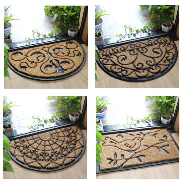 Beautiful Flat Door Mat , Coconut Fiber Doormat Embossed Sunflower