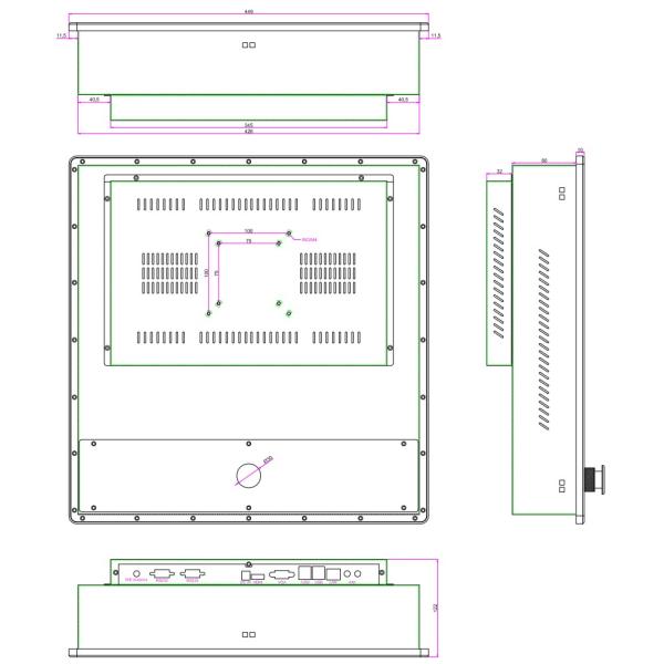 35W 300cd/m2 7x24 Industrial Control Panel PC With Emergency Button