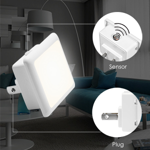 Plug in Night Light Bulbs LED with Dusk to Dawn Smart Sensor, 0.3W Daylight LED Night Lights