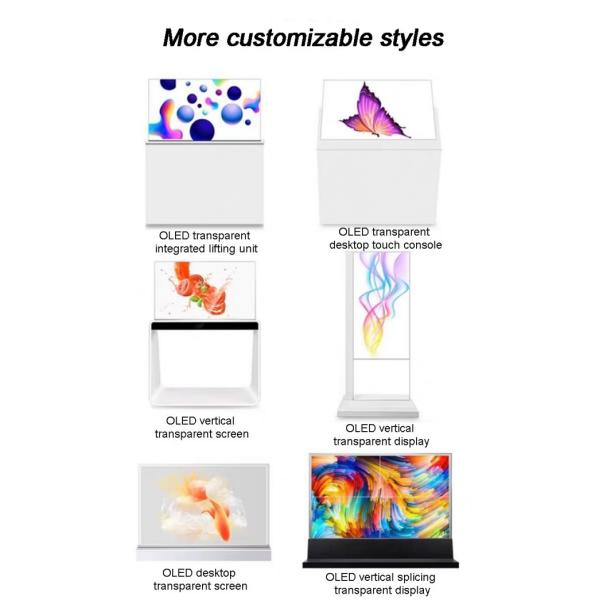 Floorstanding Transparent Glass OLED Screen Display Digital Signage Special Design Screen Factory