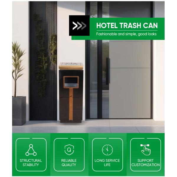 Wholesale High Quality Trash Dust Bin With Ashtray Stainless Steel Rectangle Lobby Hotel Use Metal Trash Bin With Ashtray