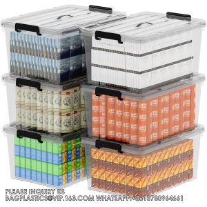 China Plastic Storage Bins, Storage Box, 6 Pack, Tote Organizing Container With Durable Lids And Secure Latching Buckles wholesale