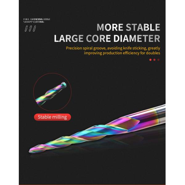 Customizable Carving Drill Bits 2 Flutes HRC55 Ball Nose DLC Taper Milling Cutter