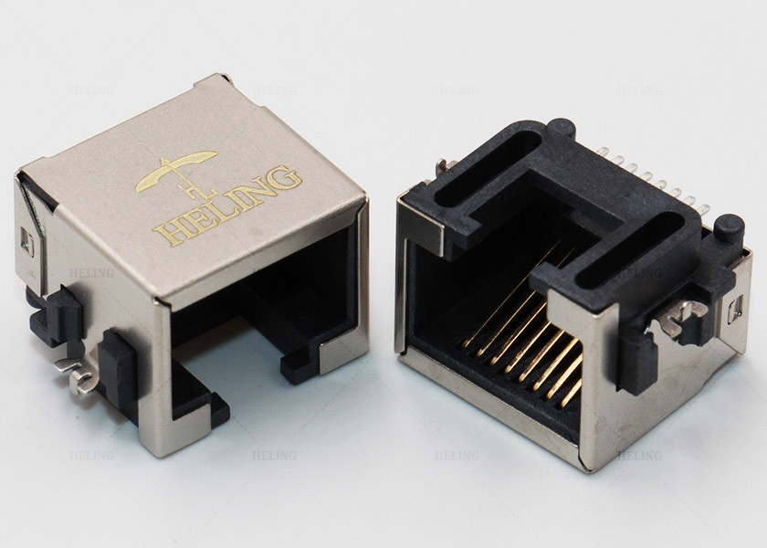 China Single Port Shielded SMT RJ45 Connector R / A 50 U&quot; Gold Plating Contact Terminal wholesale