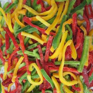 China Typical Taste IQF Frozen Vegetables , Quick Frozen Mixed Bell Pepper Strips on sale