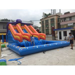 China Octopus Inflatable Water Slide With Pool Amusement Park on sale